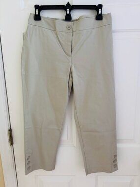 NWT Talbots Khaki Ankle Pants Button Hem Sz 6P